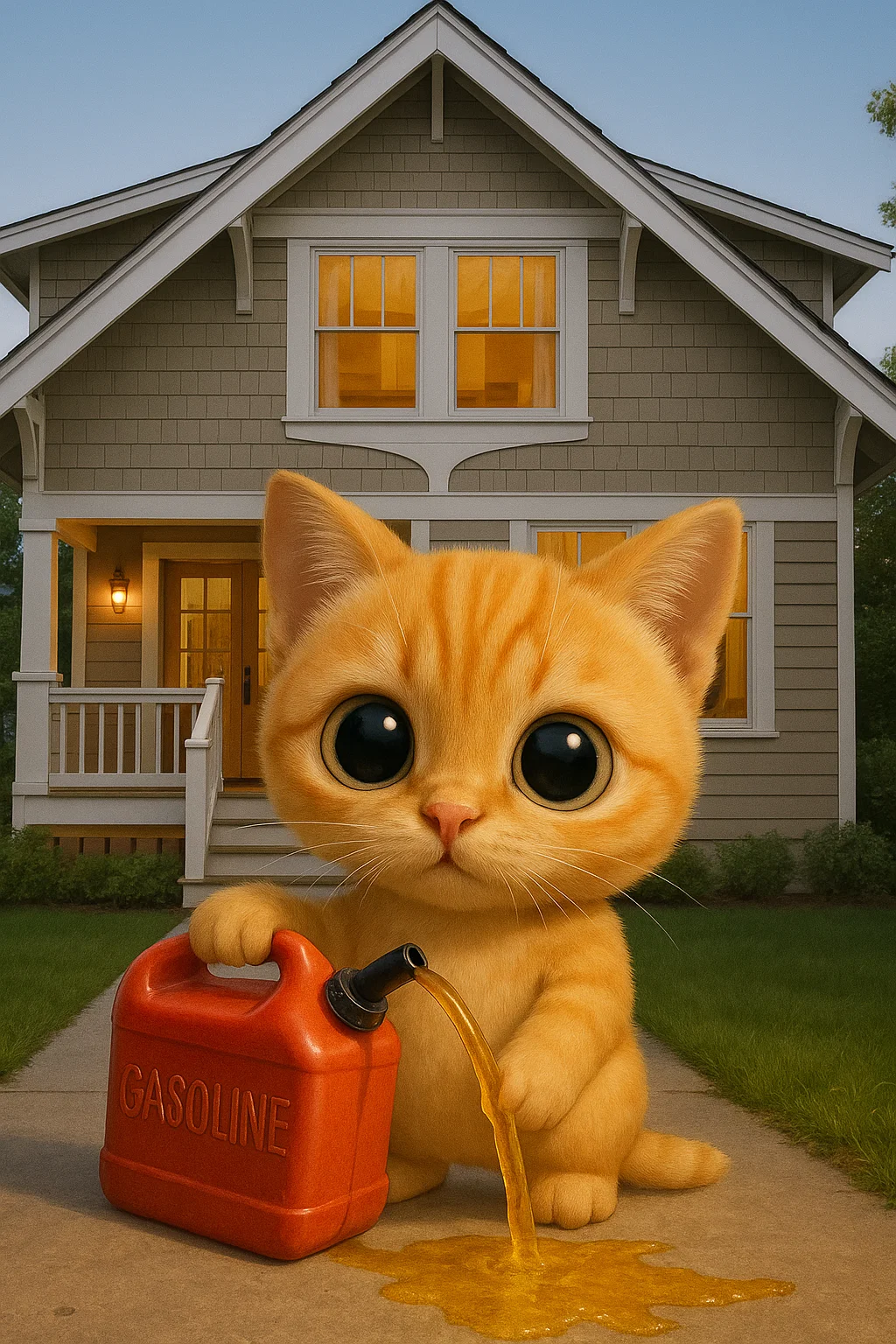 Cat with Gasoline Can